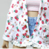 Strawberry Oversized Cardigan with pocket and lace