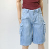 Wide Denim Cargo Shorts