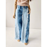 Fringe Two-Tone Straight Jeans