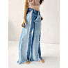 Fringe Two-Tone Straight Jeans