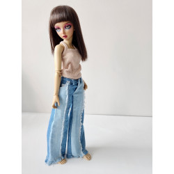 Fringe Two-Tone Straight Jeans