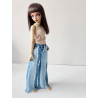 Fringe Two-Tone Straight Jeans
