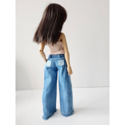 Fringe Two-Tone Straight Jeans