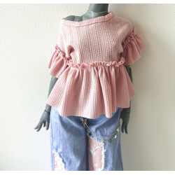 DDD MISS MARIONETTE Oversized Ruffle Tee PINK