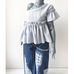 DDD MISS MARIONETTE Oversized Ruffle Tee BLUE