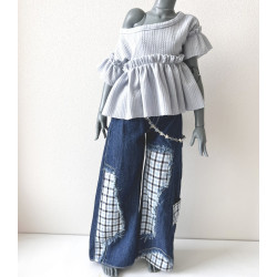 DDD MISS MARIONETTE Oversized Ruffle Tee BLUE