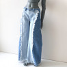 DDD MISS MARIONETTE Fringe Two-Tone Straight Jeans