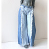 DDD MISS MARIONETTE Fringe Two-Tone Straight Jeans