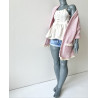 DDD MISS MARIONETTE Oversized Knit Cardigan with pocket and lace PINK