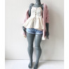 DDD MISS MARIONETTE Oversized Knit Cardigan with pocket and lace PINK
