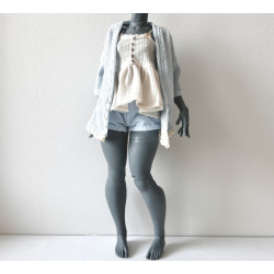 DDD MISS MARIONETTE Oversized Knit Cardigan with pocket and lace BLUE