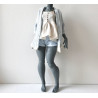 DDD MISS MARIONETTE Oversized Knit Cardigan with pocket and lace BLUE