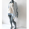DDD MISS MARIONETTE Oversized Knit Cardigan with pocket and lace BLUE