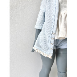 DDD MISS MARIONETTE Oversized Knit Cardigan with pocket and lace BLUE