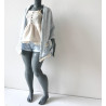 DDD MISS MARIONETTE Oversized Knit Cardigan with pocket and lace BLUE