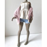 HC JOA Oversized Knit Cardigan with pocket and lace PINK