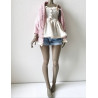 HC JOA Oversized Knit Cardigan with pocket and lace PINK