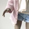HC JOA Oversized Knit Cardigan with pocket and lace PINK