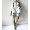 HC JOA Oversized Knit Cardigan with pocket and lace BLUE
