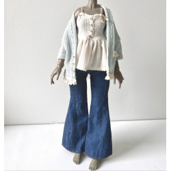 HC JOA Oversized Knit Cardigan with pocket and lace MINT