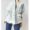MNF Oversized Knit Cardigan with pocket and lace MINT