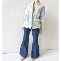 MNF Oversized Knit Cardigan with pocket and lace MINT