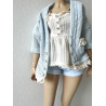 MNF Oversized Knit Cardigan with pocket and lace BLUE