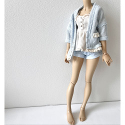 MNF Oversized Knit Cardigan with pocket and lace BLUE