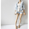 MNF Oversized Knit Cardigan with pocket and lace BLUE