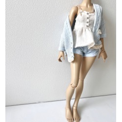 MNF Oversized Knit Cardigan with pocket and lace BLUE