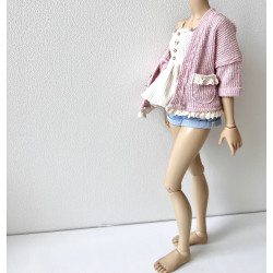 MNF Oversized Knit Cardigan with pocket and lace PINK