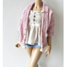 MNF Oversized Knit Cardigan with pocket and lace PINK